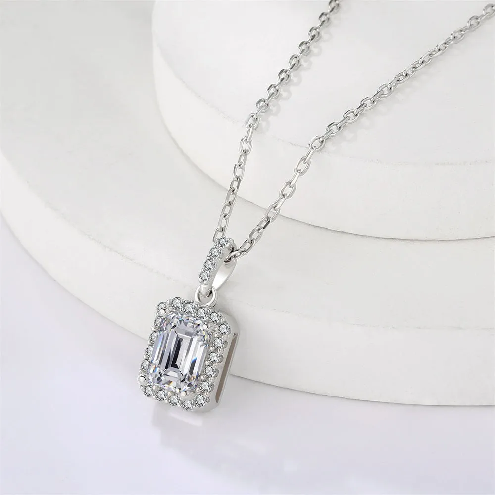 1.0 Carats VVS1 Moissanite Square Pendant Necklace for Women 0080