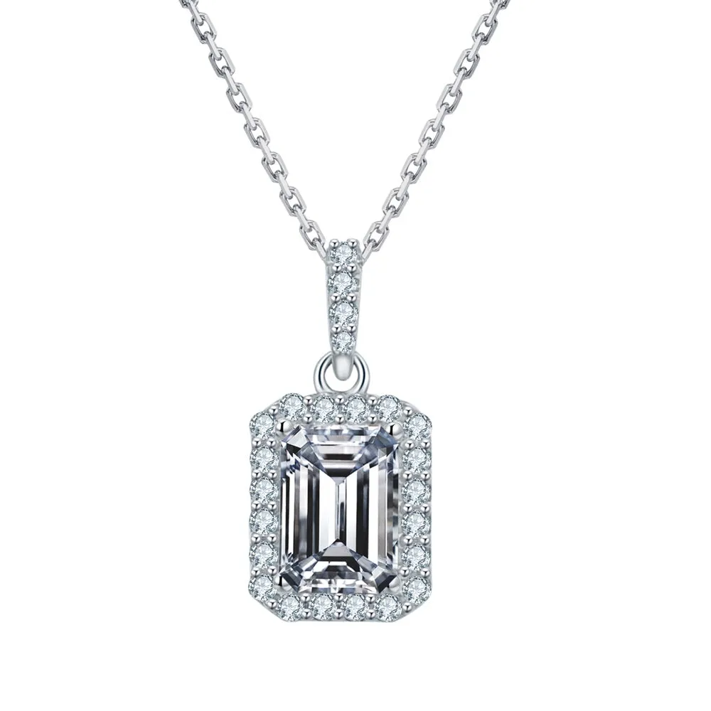 1.0 Carats VVS1 Moissanite Square Pendant Necklace for Women 0080