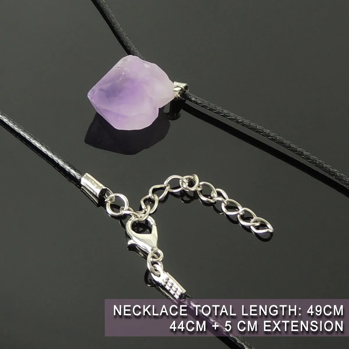 10 Pcs Amethyst Raw Stone Necklace Adjustable Chain Handmade Men Women Jewelry Crown Chakra Gift Item