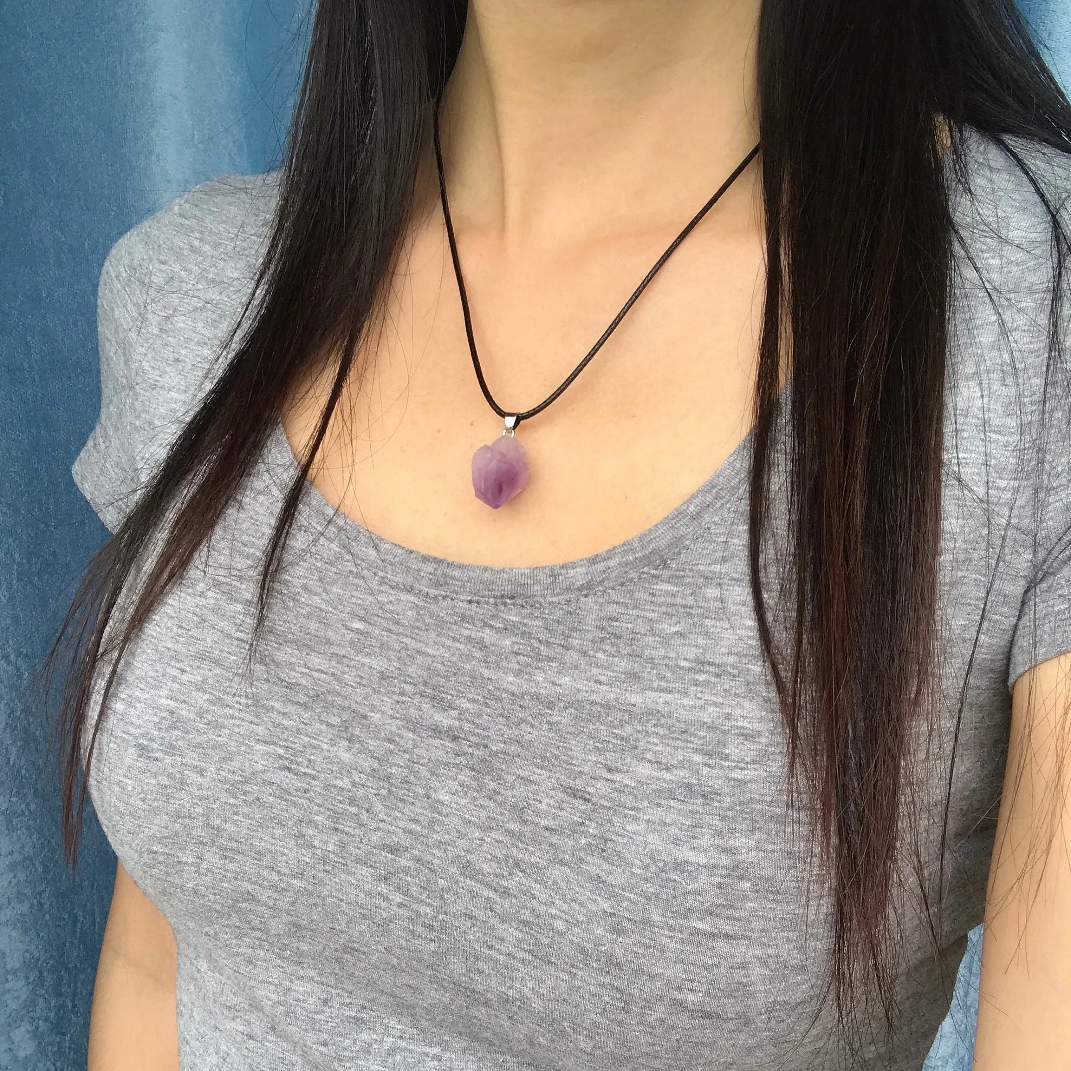 10 Pcs Amethyst Raw Stone Necklace Adjustable Chain Handmade Men Women Jewelry Crown Chakra Gift Item