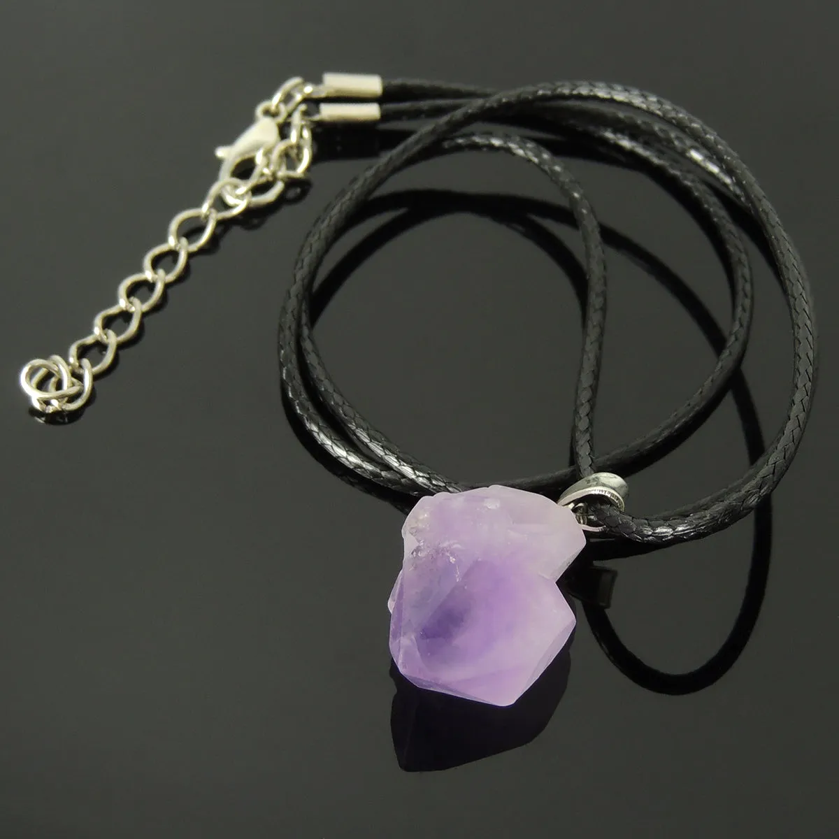 10 Pcs Amethyst Raw Stone Necklace Adjustable Chain Handmade Men Women Jewelry Crown Chakra Gift Item