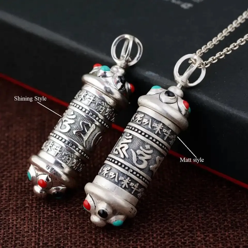 100% 90 Silver Tibetan Gau Pendant Necklace Buddhist OM Mani Padme Hum Prayer Box Pendant Tibetan Box Pendant