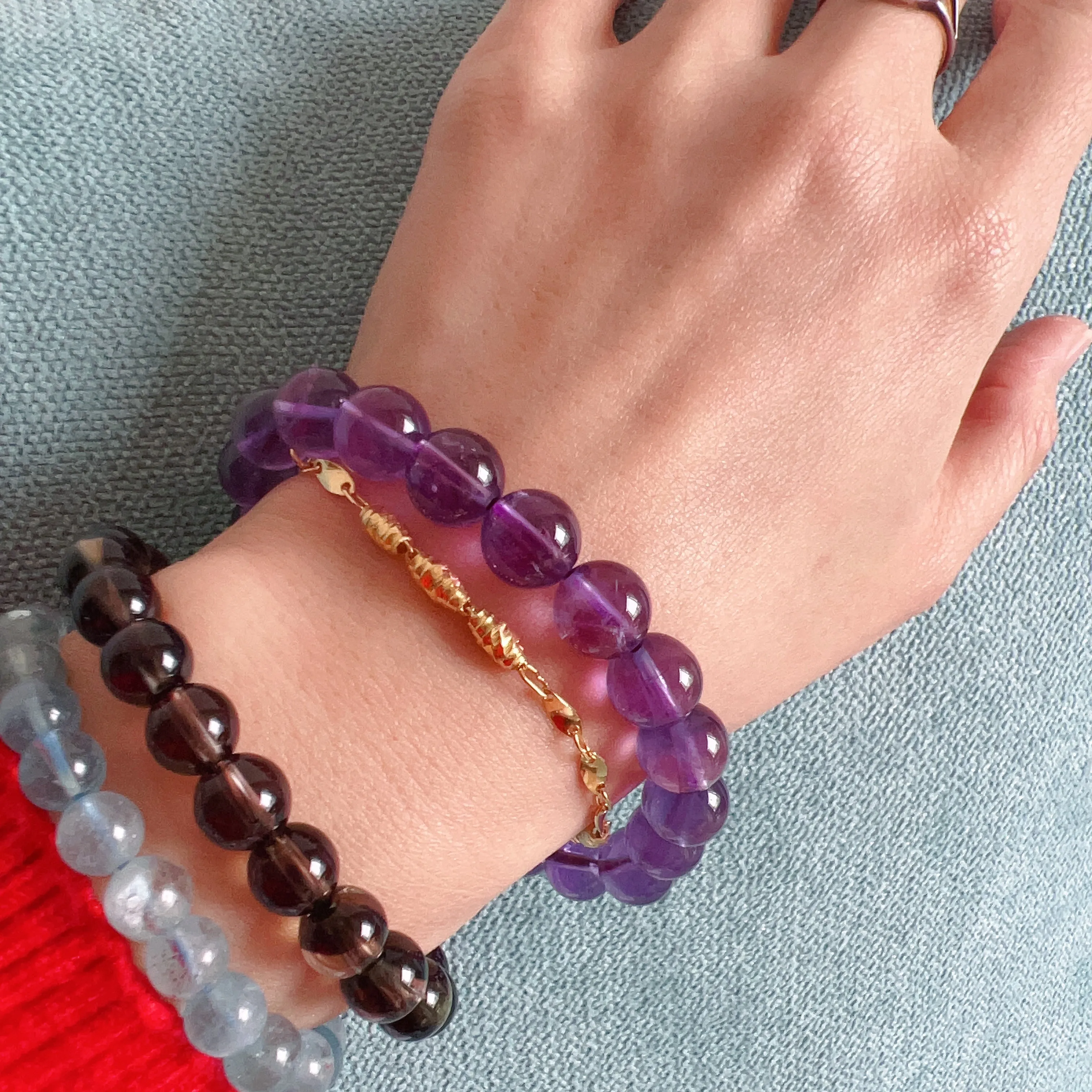 10mm Natural Amethyst Healing Crystal Bracelet | Crown Third Eye Chakra Reiki Healing | Uplift Brainwork