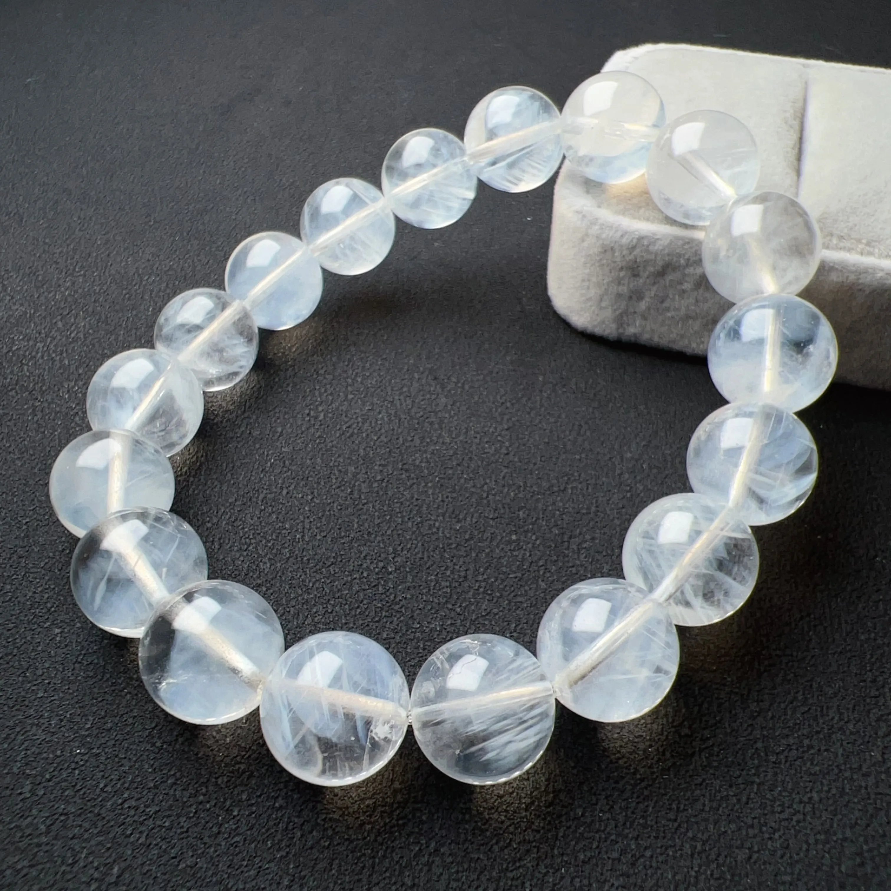 11.8mm Angel's Feathers Rare Large Beads Blue Needle Clear Quartz Bracelet | High Vibration Frequency Crown Chakra Healing