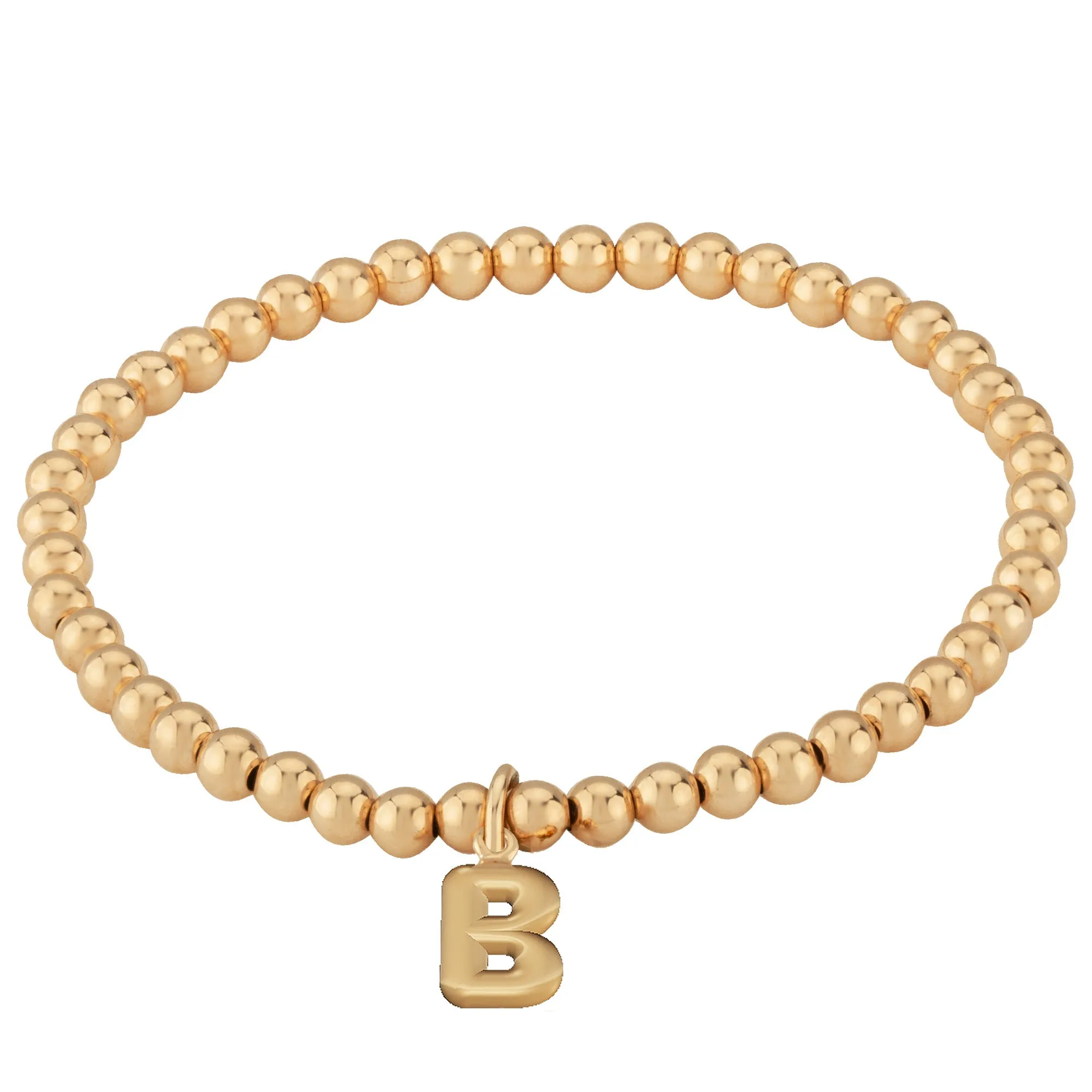 14 Karat Beaded Initial Bracelet