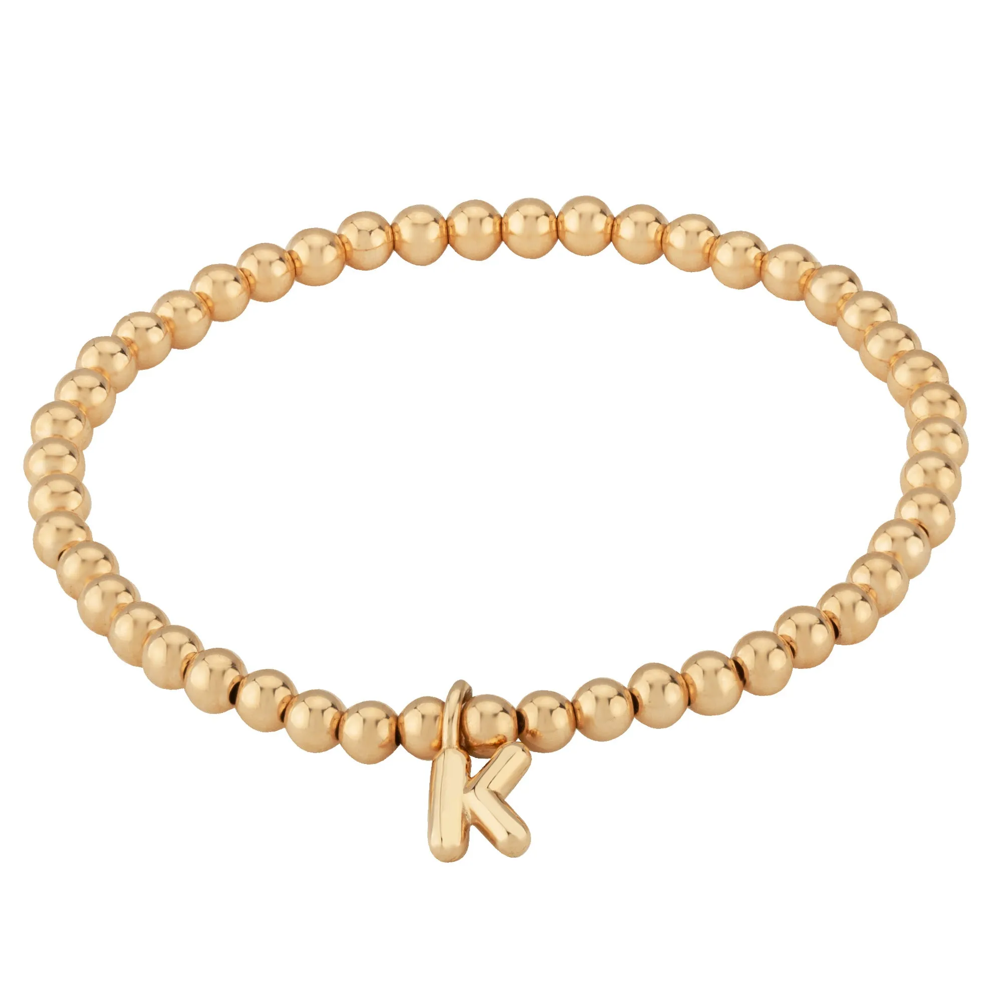 14 Karat Beaded Initial Bracelet