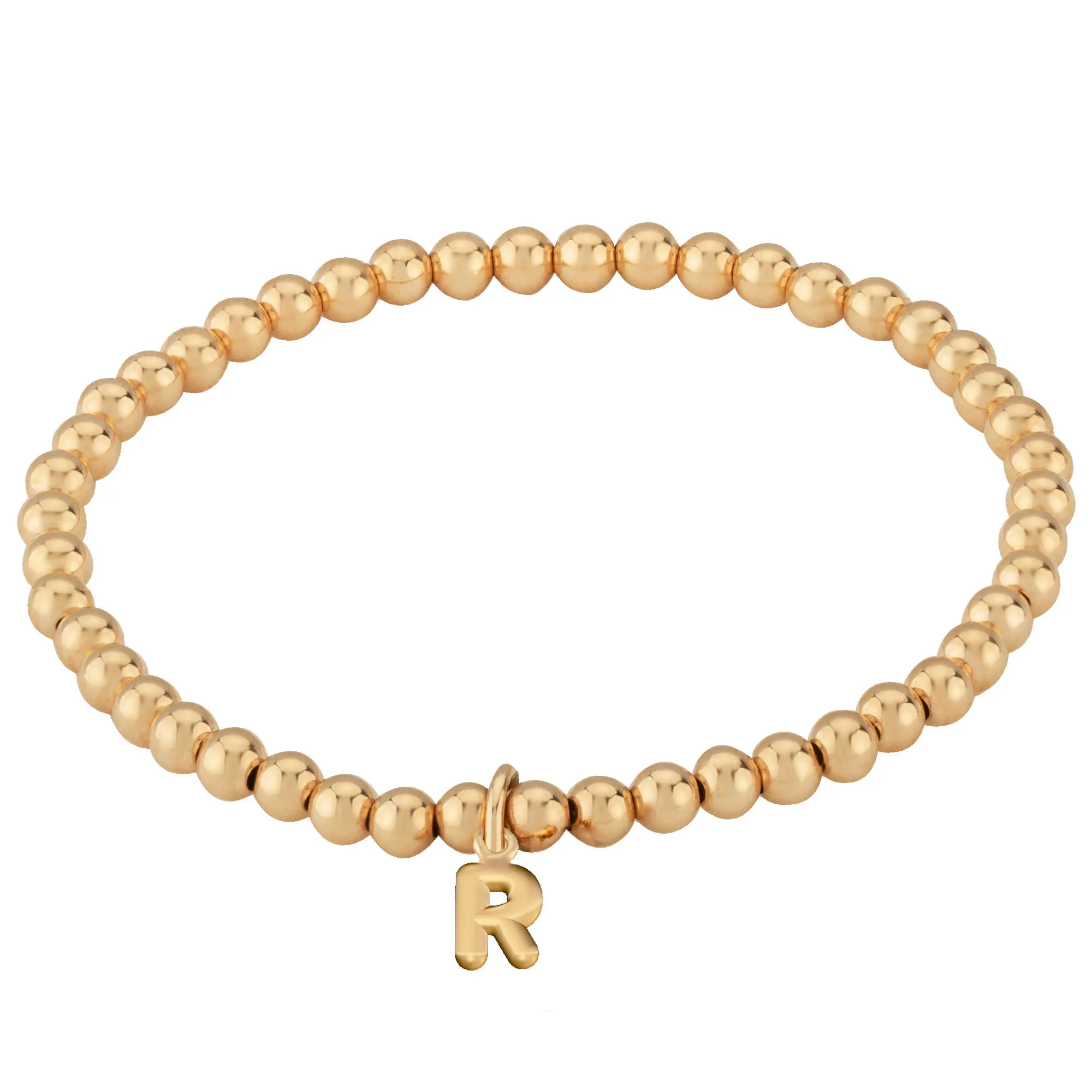 14 Karat Beaded Initial Bracelet