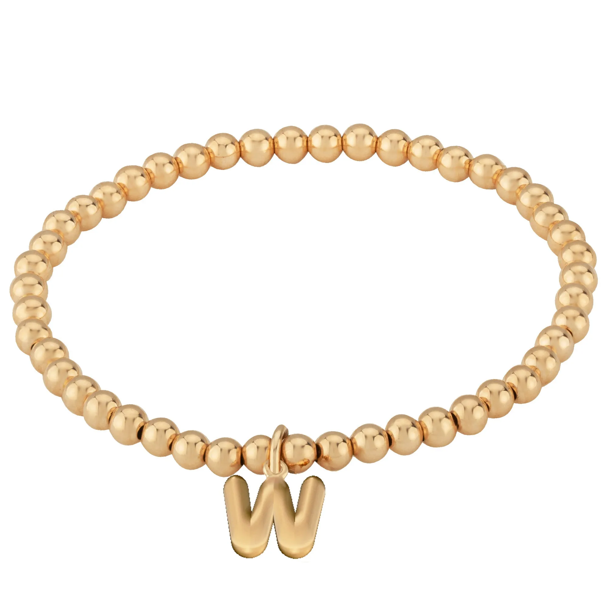 14 Karat Beaded Initial Bracelet