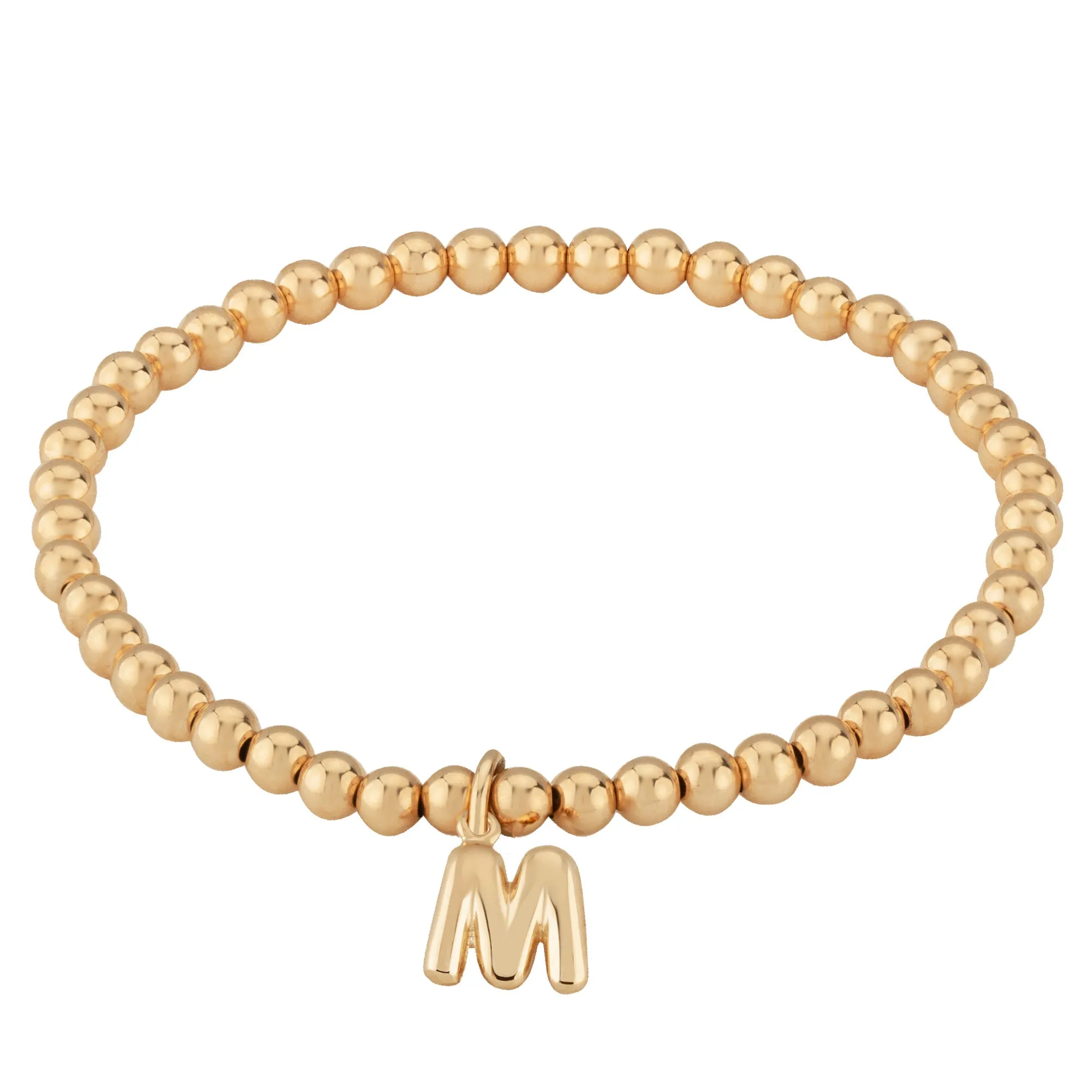 14 Karat Beaded Initial Bracelet