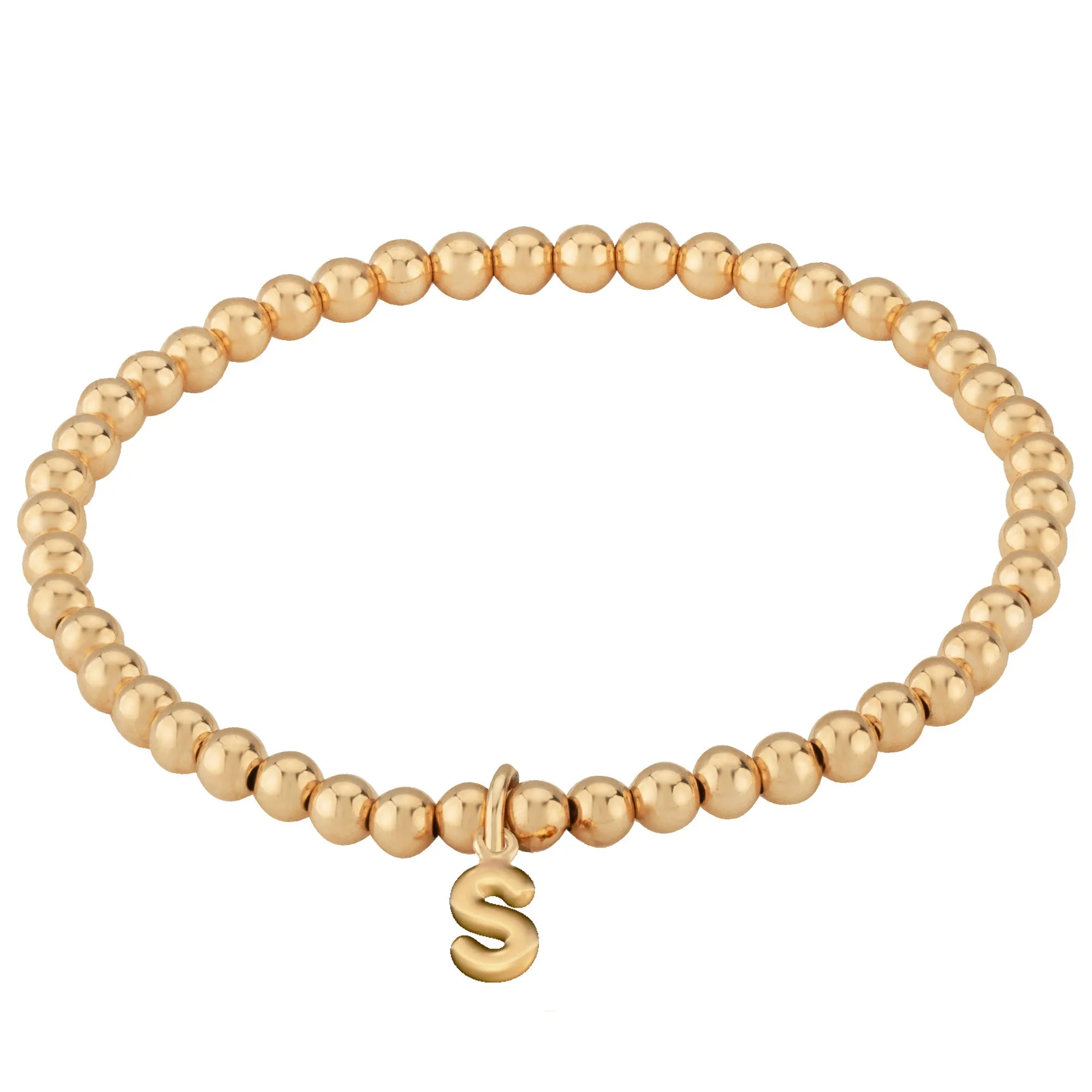 14 Karat Beaded Initial Bracelet