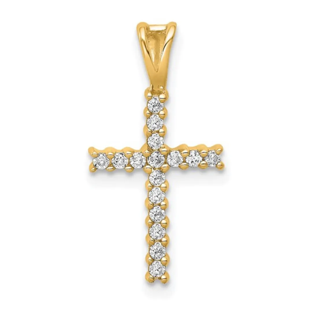 14K Gold Pave Diamond Cross Pendant