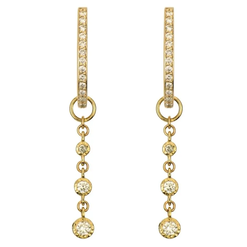 14K Yellow Gold Classic Hammered Bezel Diamond Earrings