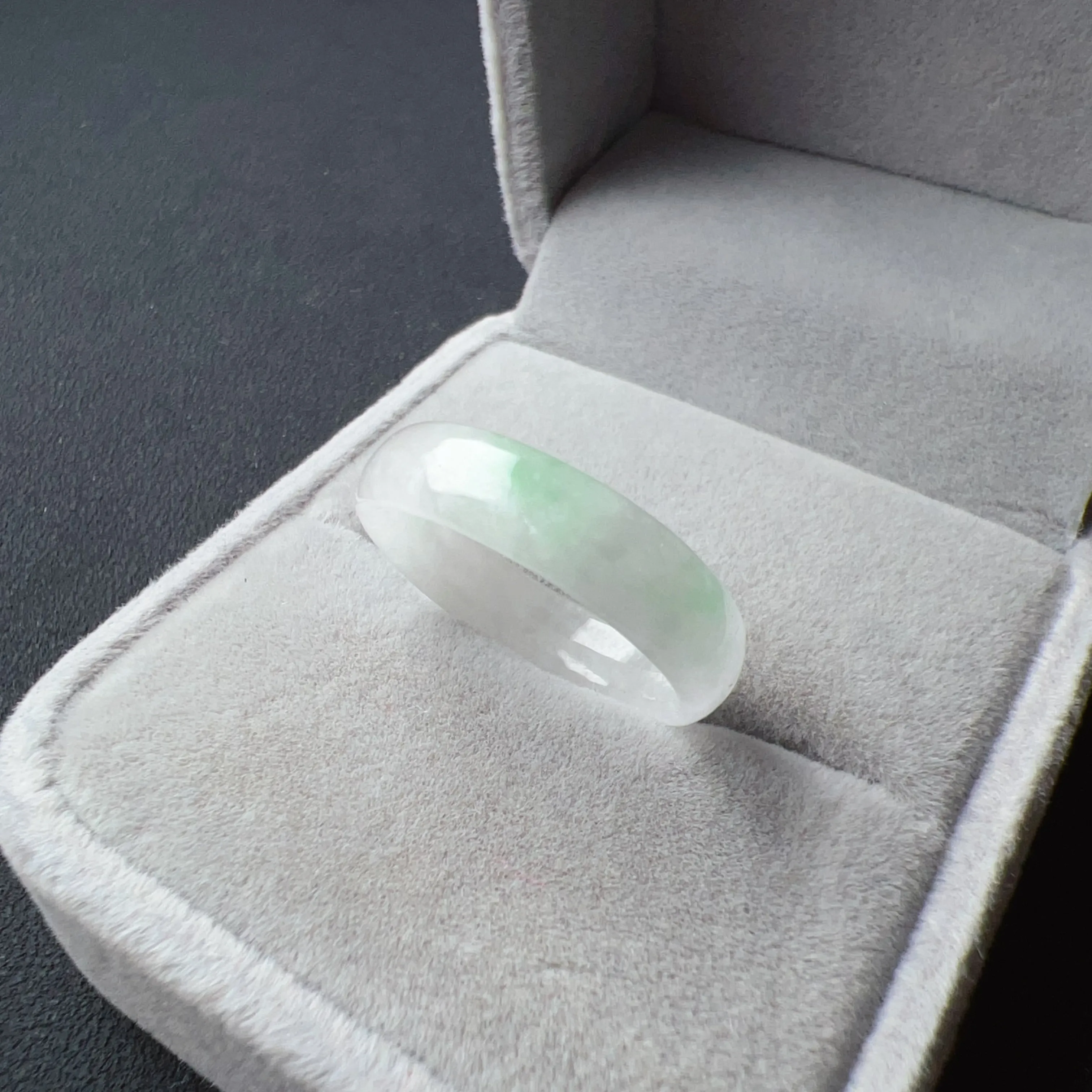 17.1mm A-Grade High-quality Natural Translucent Floral Jadeite Abacus Ring #5