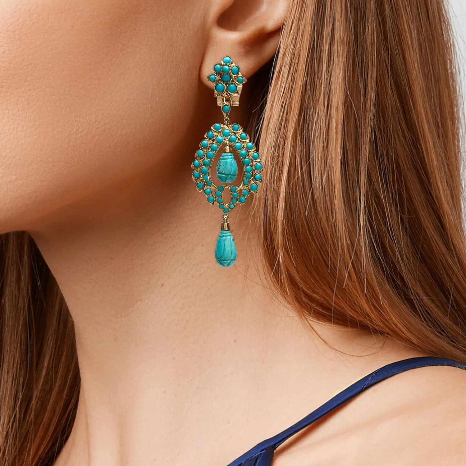 18k Gold and Turquoise Nilofer Earring