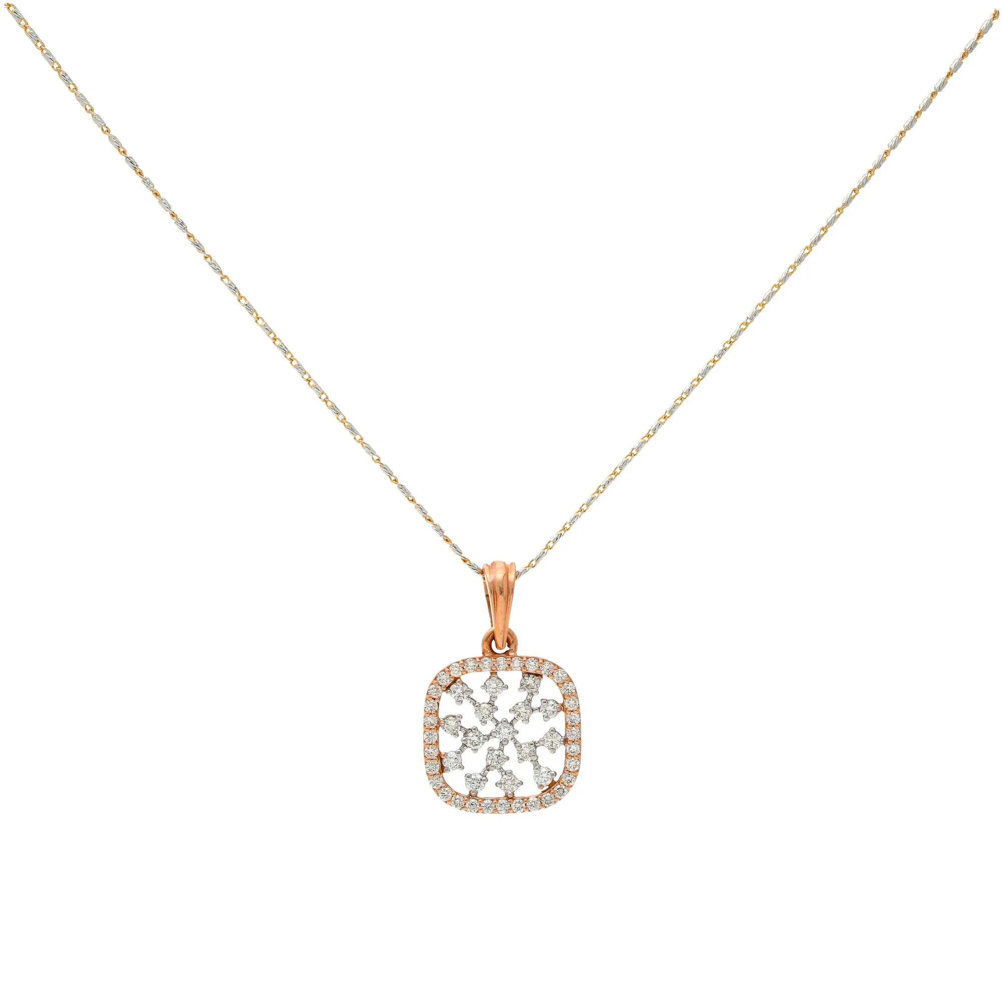 18K Multi-Tone Gold 1.51ct Diamond Pendant Set