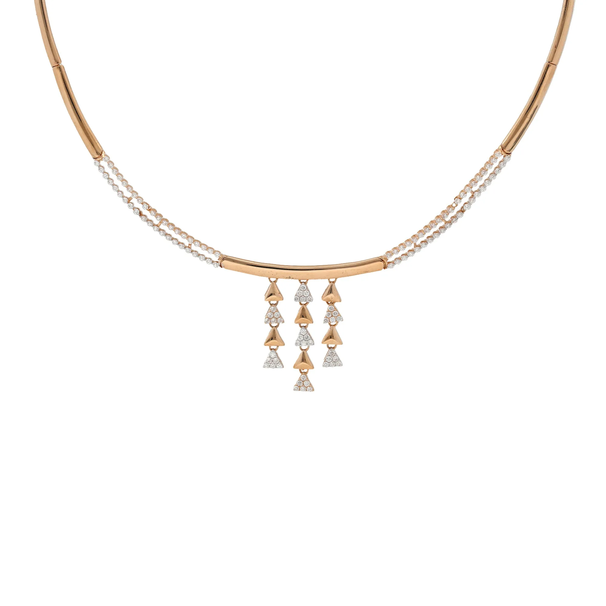 18K Rose Gold & CZ Necklace Set (19gm)