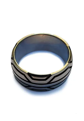 18K White Gold Anthracite Geometric Band