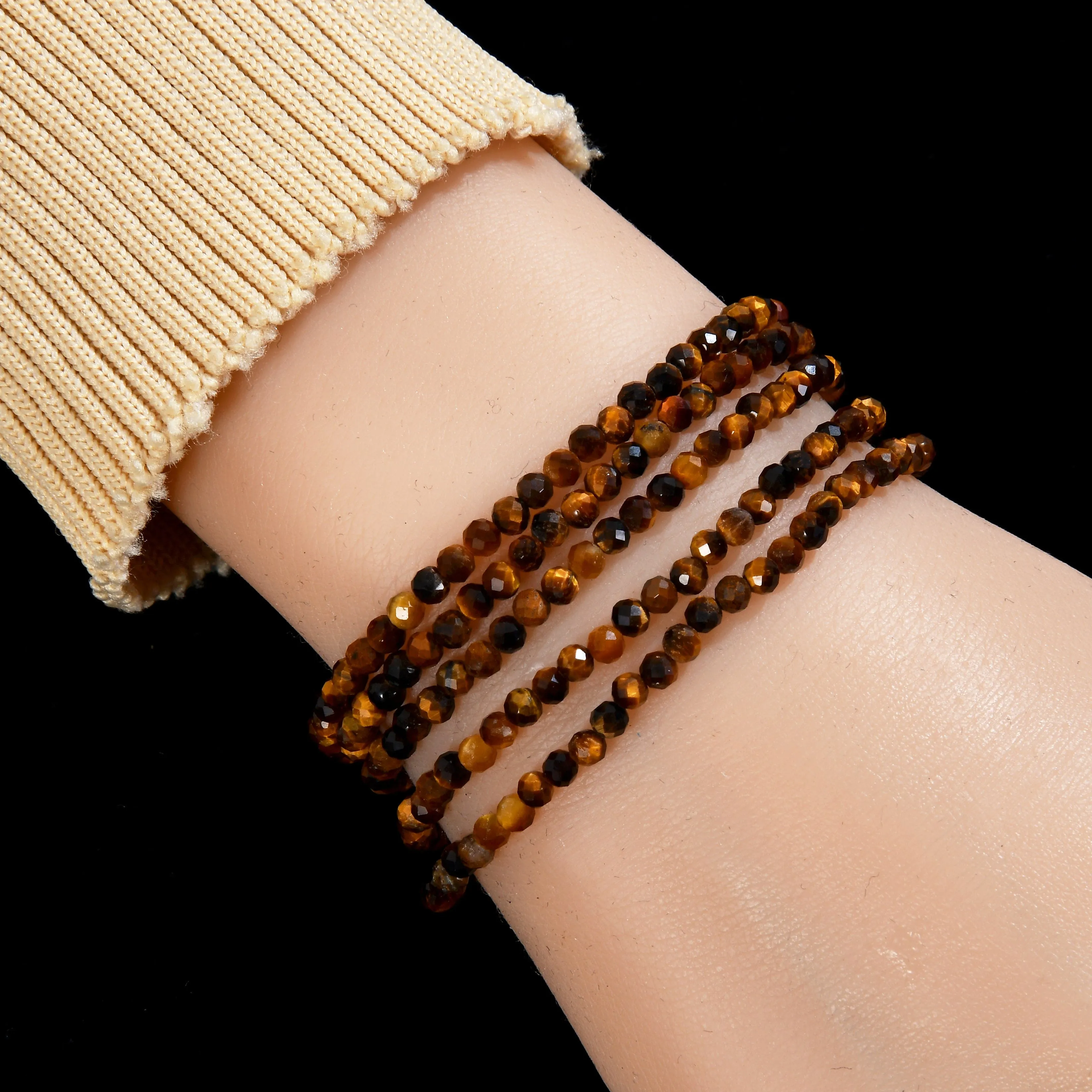 3mm Tiger Eye Faceted 31 Necklace / Multi Wrap Bracelet