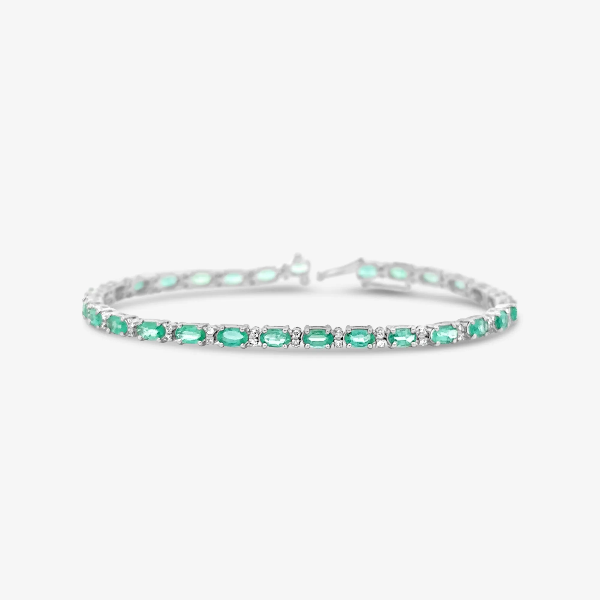 4.85CT Emerald & Diamond Tennis Bracelet