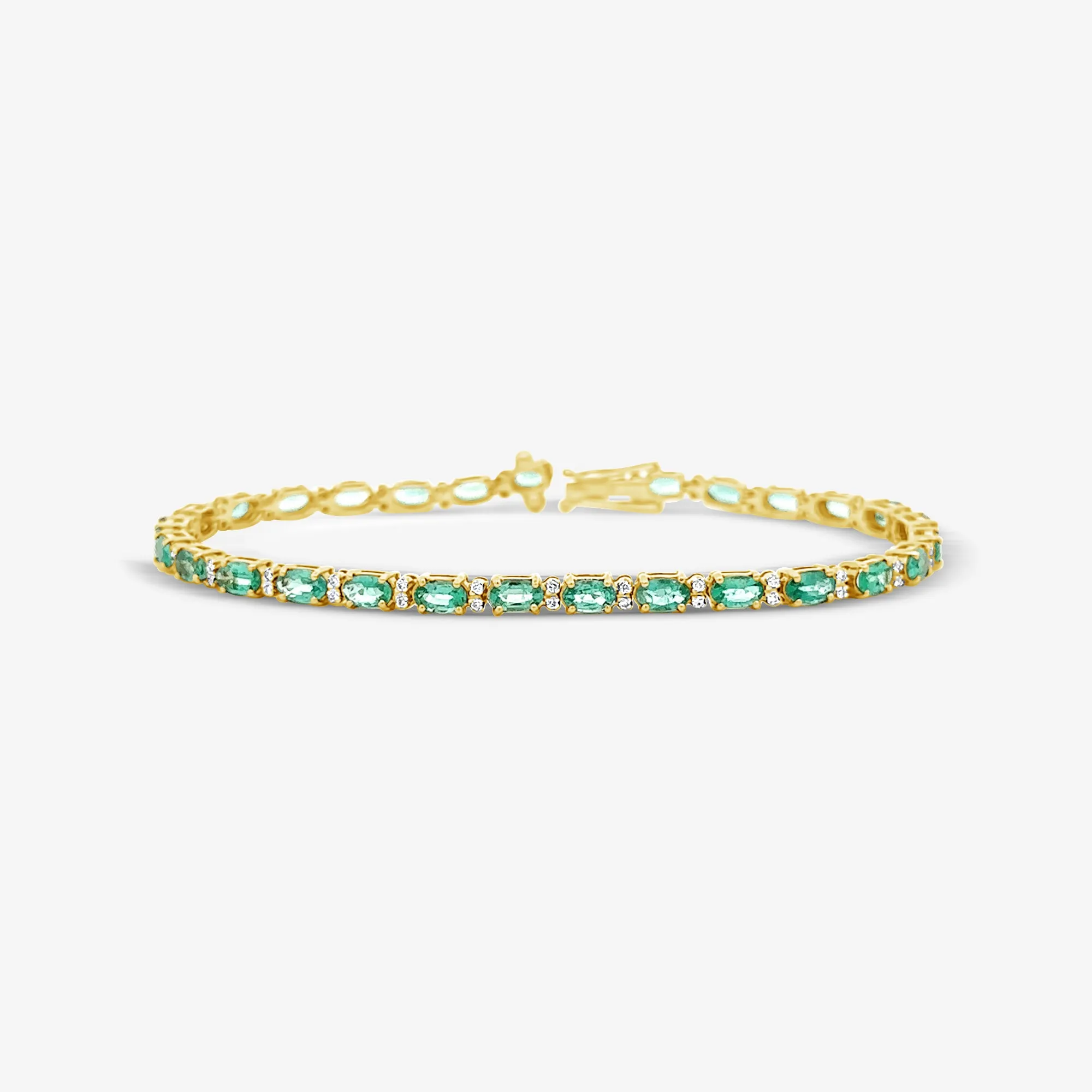 4.85CT Emerald & Diamond Tennis Bracelet