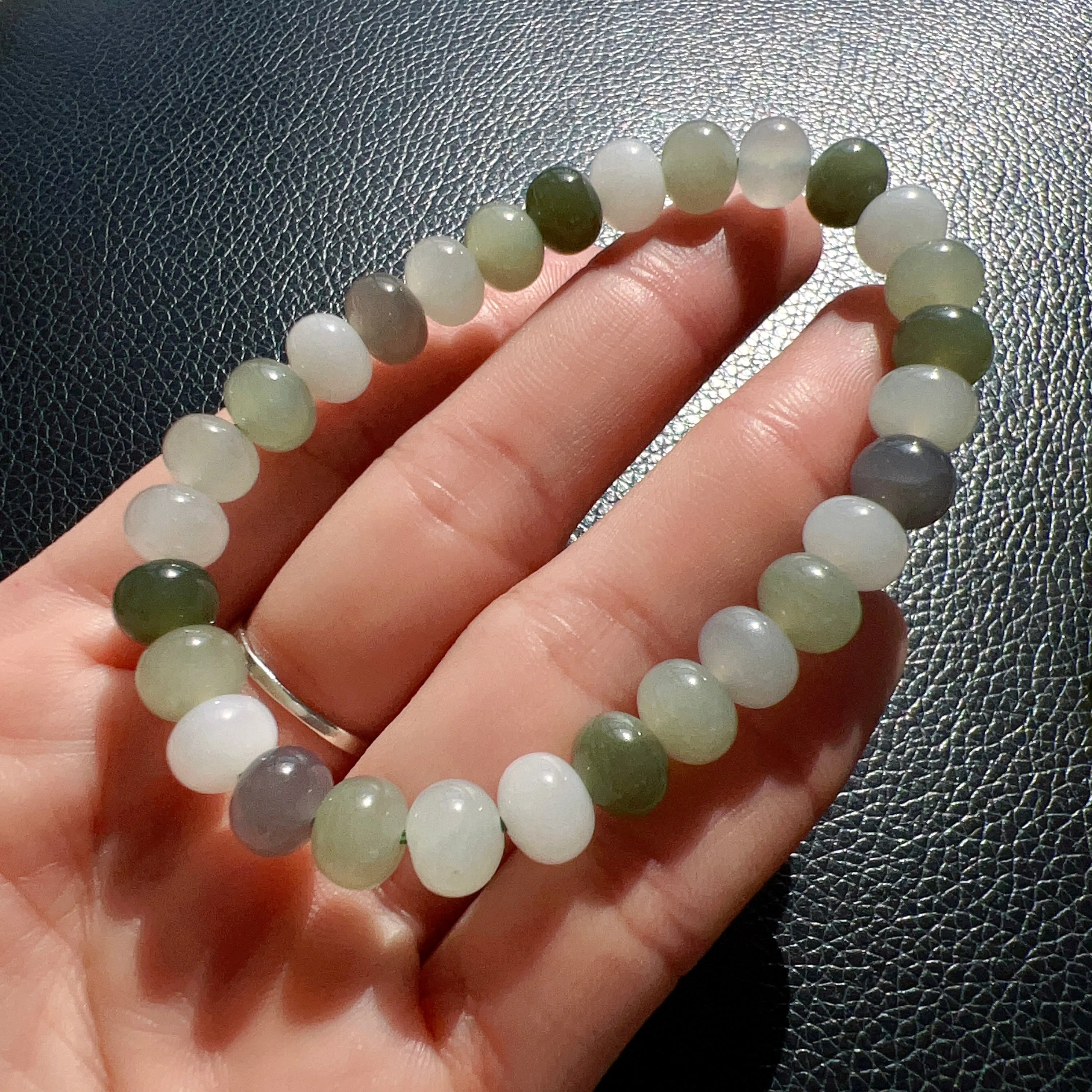 8x5mm Assorted Nephrite Hetian Jade Healing Stone Elastic Bracelet | Natural Heart Chakra Healing Stone Jewelry