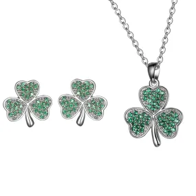 925 Silver CZ Clover Jewelry Sets