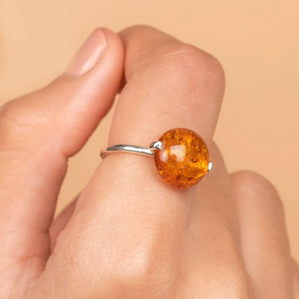 Amber ring 925 sterling silver ring baltic amber ring handmade jewelry gemstone ring gift for her jewelry, Nickel Free, Handmade Jewelry