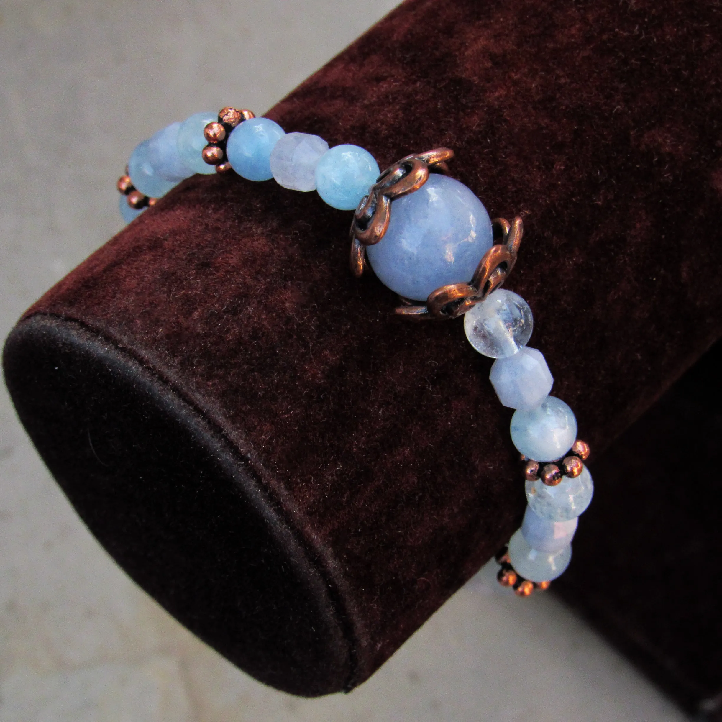 Aquamarine gemstone and Copper Stretch bracelet