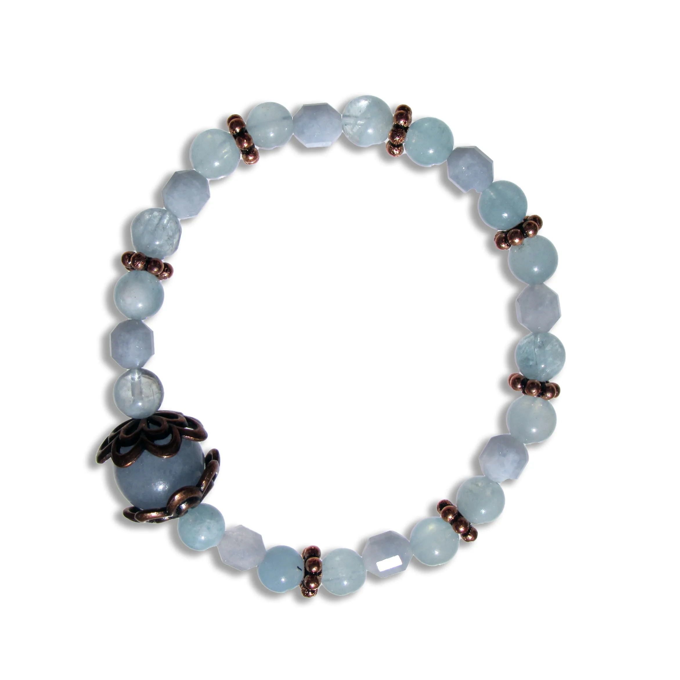 Aquamarine gemstone and Copper Stretch bracelet