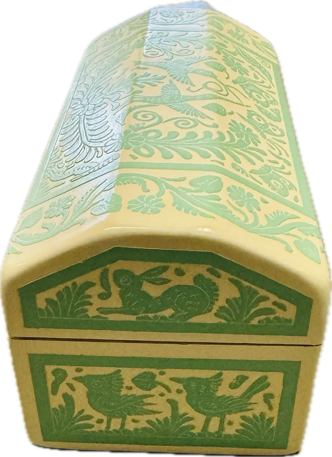 Artisan Deco Jewelry Box- (teal & cream)