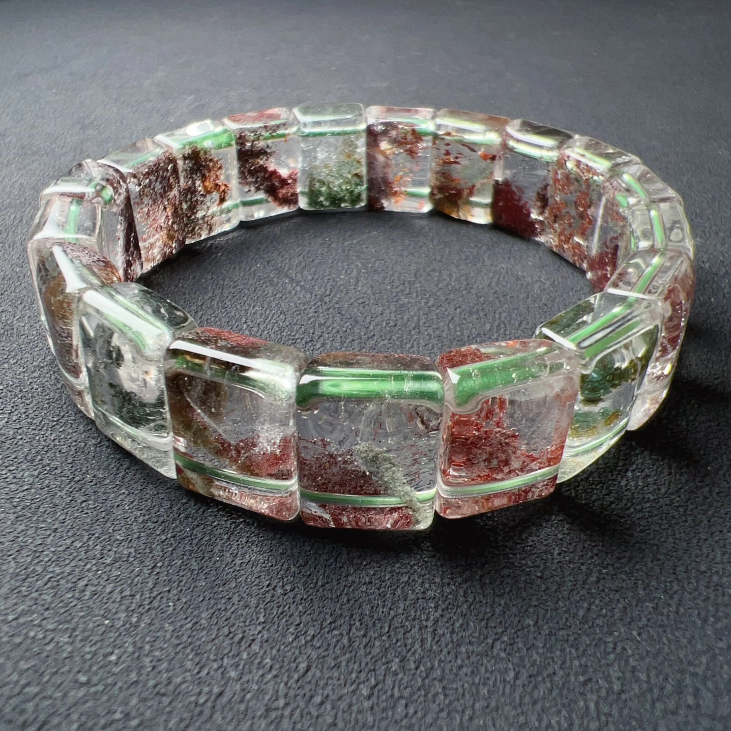 Assorted Color Phantom Quartz Bangle Style Bracelet | Handmade Elastic Healing Jewelry