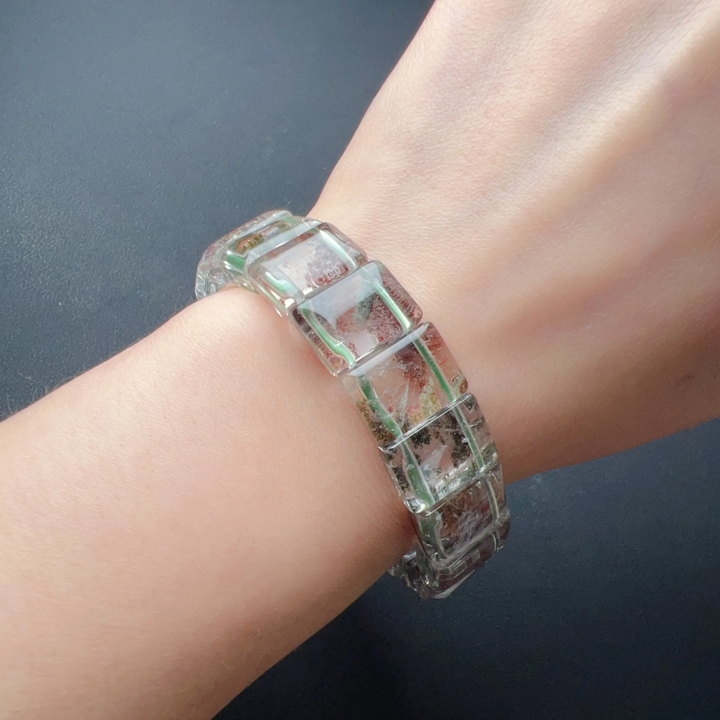 Assorted Color Phantom Quartz Bangle Style Bracelet | Handmade Elastic Healing Jewelry