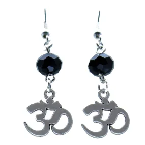 AVBeads Jewelry Charm Earrings Dangle Silver Hook Beaded Black Ohm Om Aum