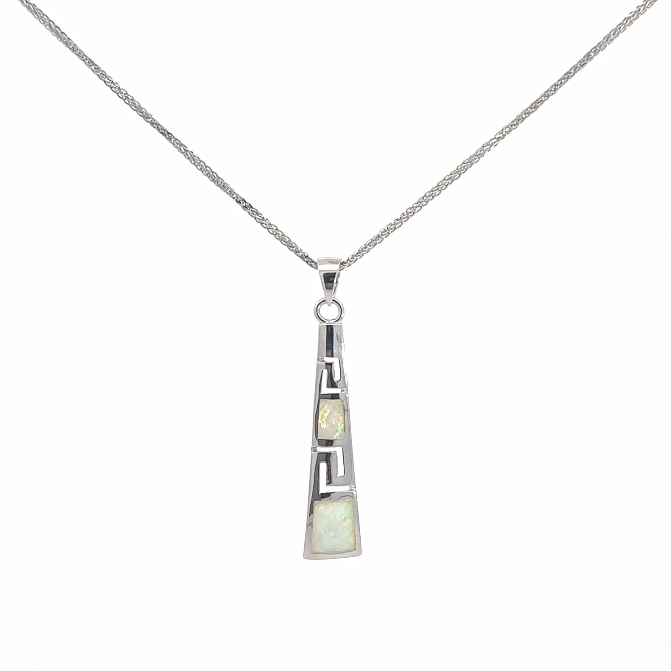 Baikalla Sterling Silver Lab-Made Opal Pendant Necklace