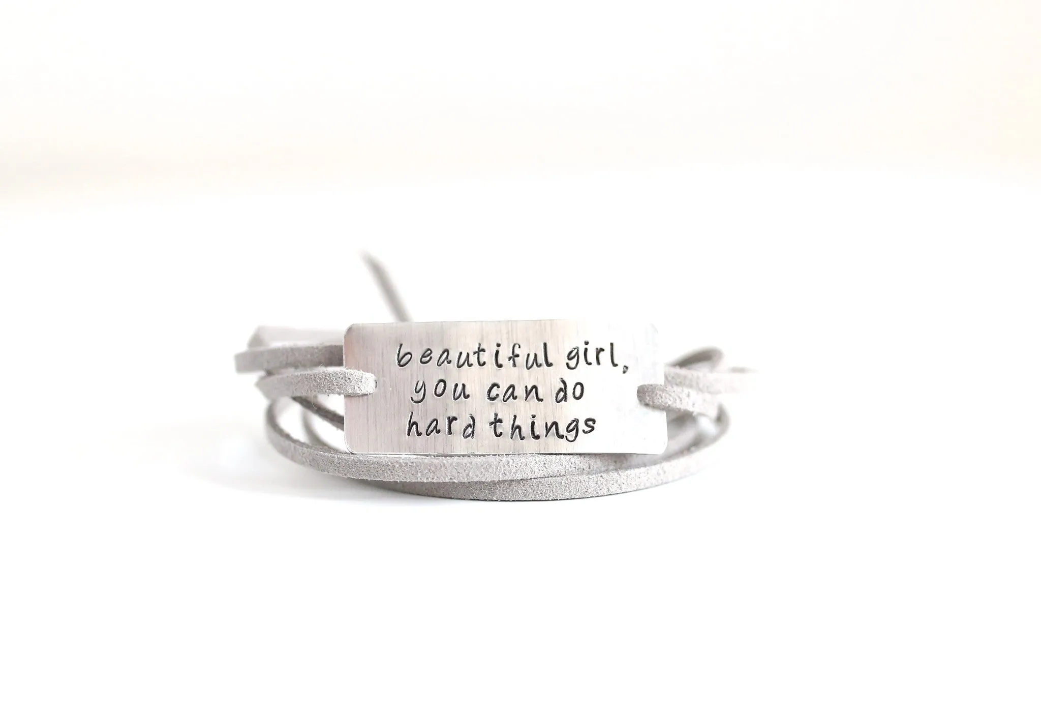 beautiful girl, you can do hard things -wrap bracelet