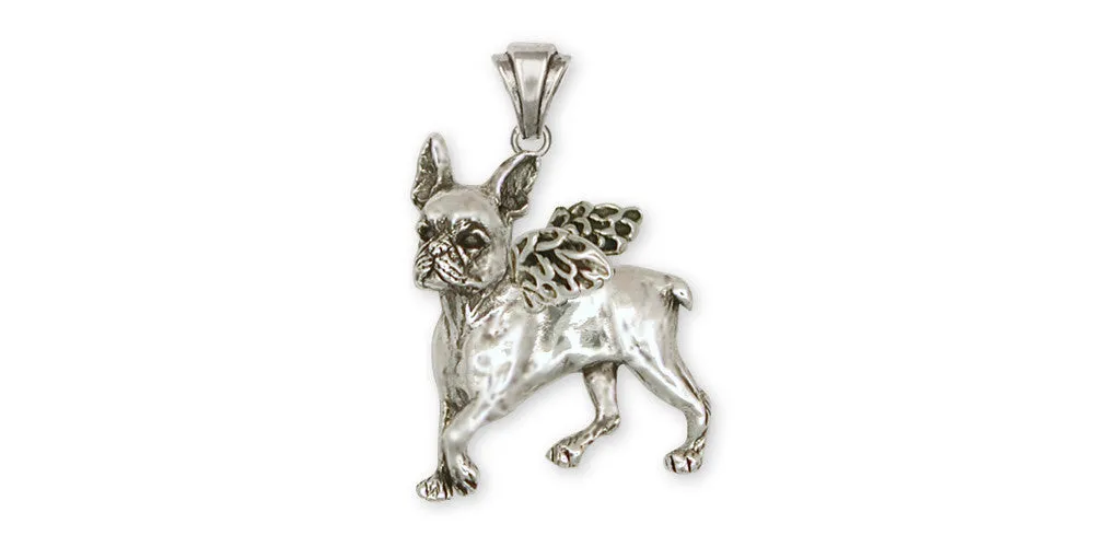 Boston Terrier Angel Pendant Jewelry Sterling Silver Handmade Dog Pendant BT10-AP