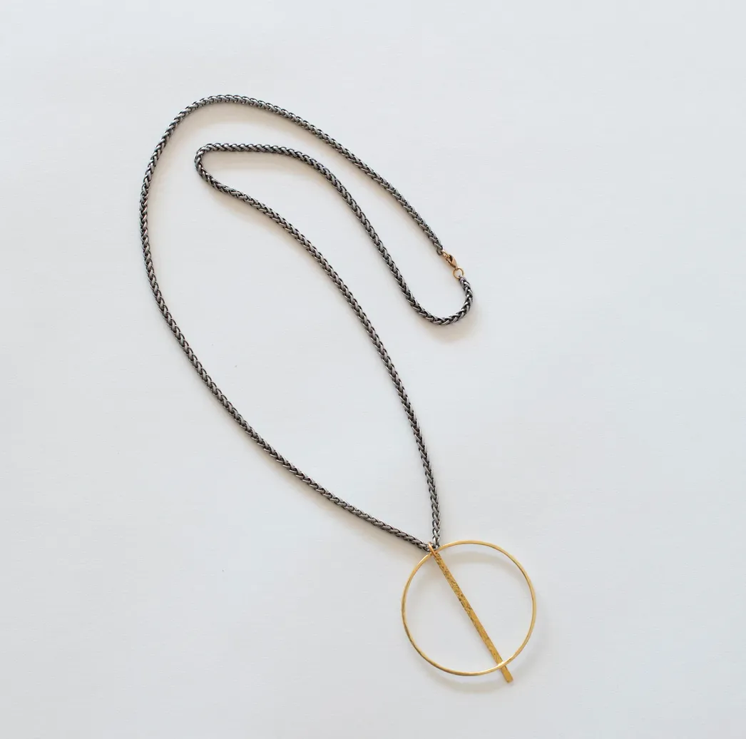 Brass Circle Bar Necklace