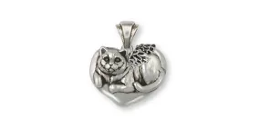 British Shorthair Angel Pendant Jewelry Sterling Silver Handmade Cat Pendant BRS2-AP