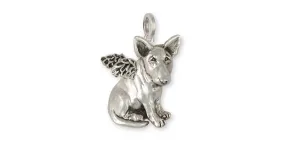 Bull Terrier Angel Pendant Handmade Sterling Silver Dog Jewelry BU9-AP