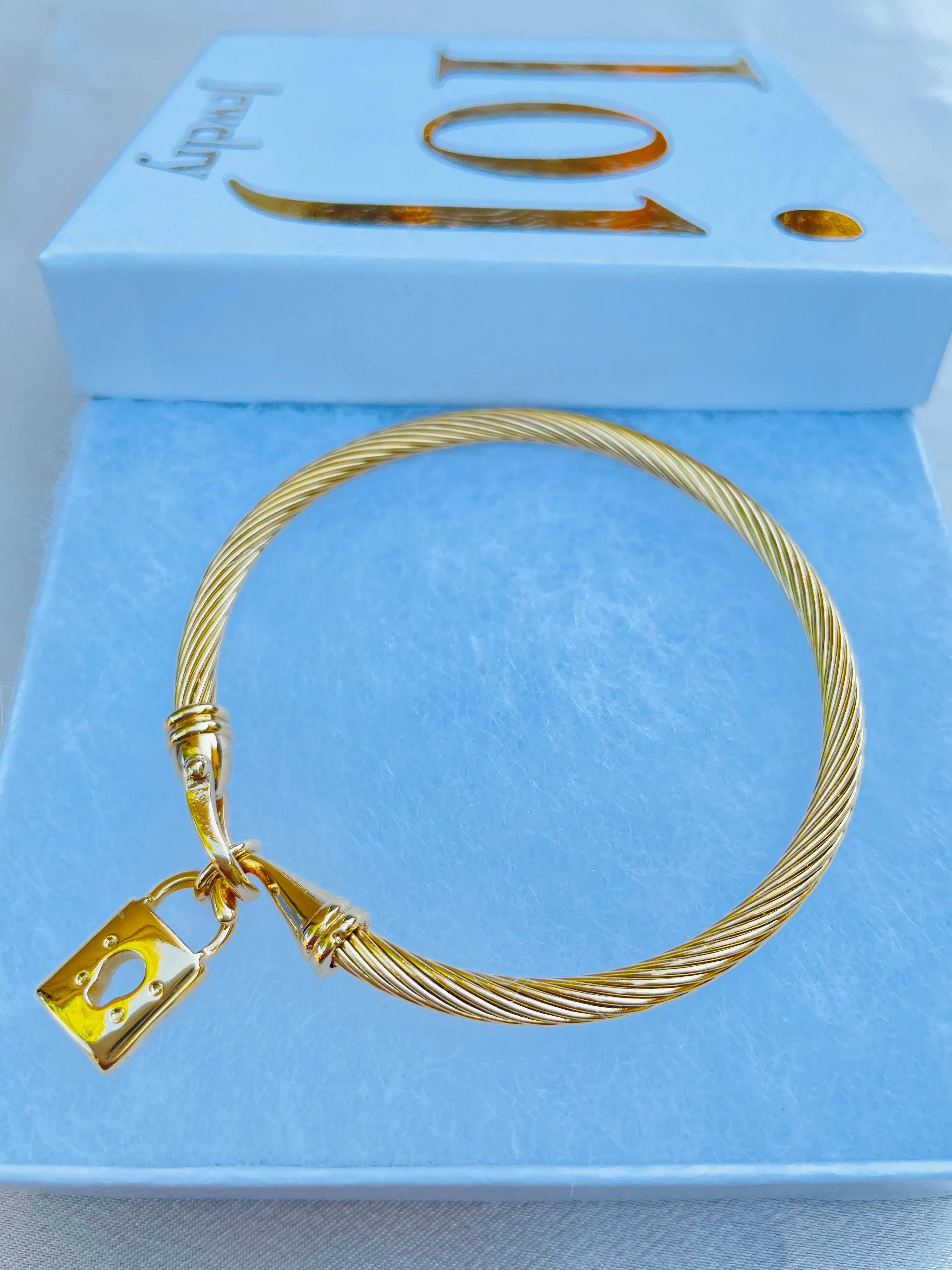 Cable lock bracelet women,charm,gold#023Clb-23