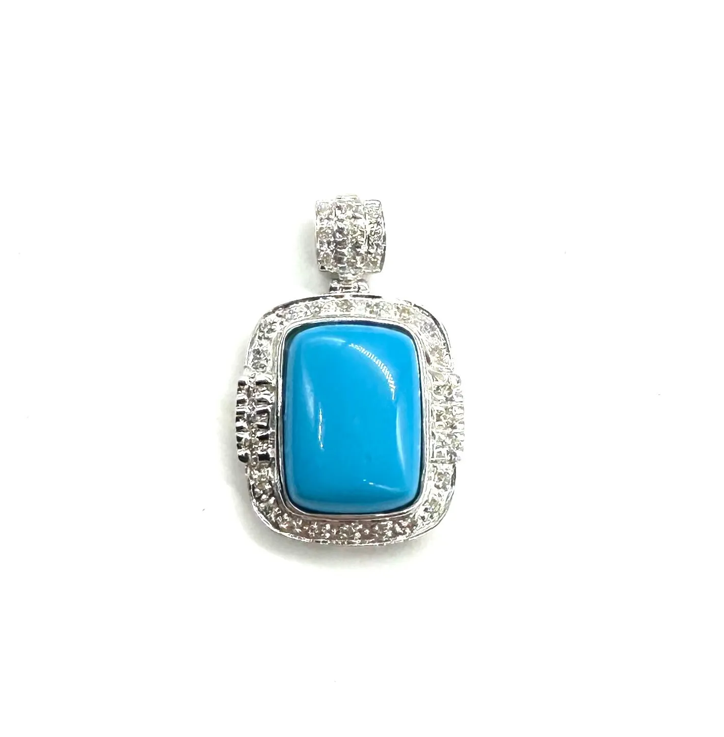 Cabochon Turquoise & Diamond Accent Ring