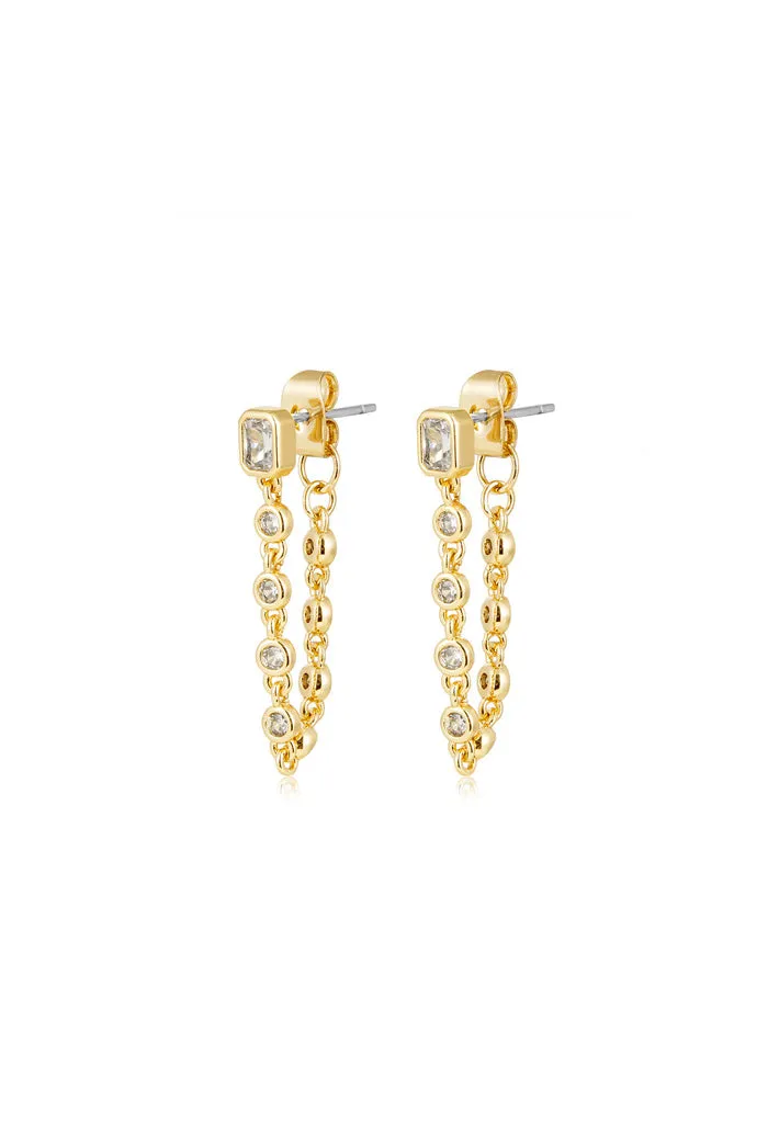 Chloe Chain Studs-Gold