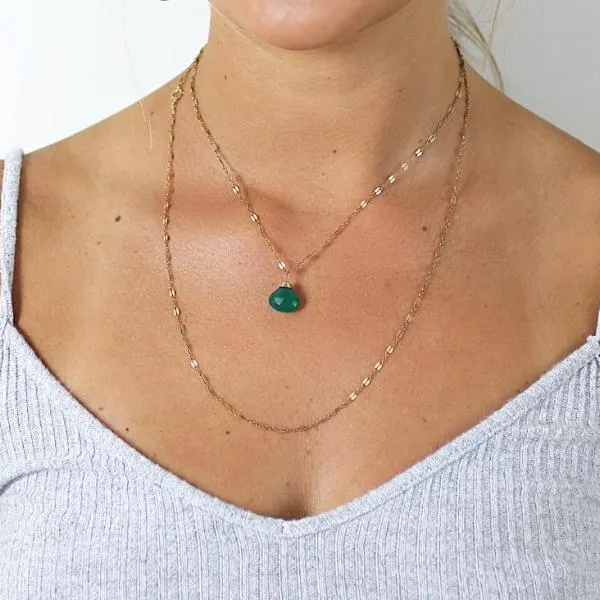 Choker Wrap Gemstone Necklace - Green Onyx