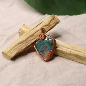 Copper Wrapped Chrysocolla Pendant ~ Includes Necklace Cord