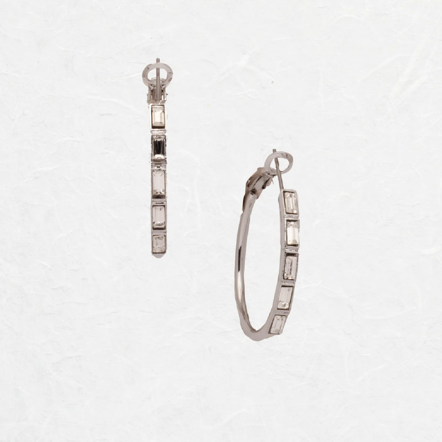 Crystal Diana Silver Hoop Earrings