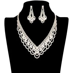 CZ Teardrop Stone Detailed Jewelry Set