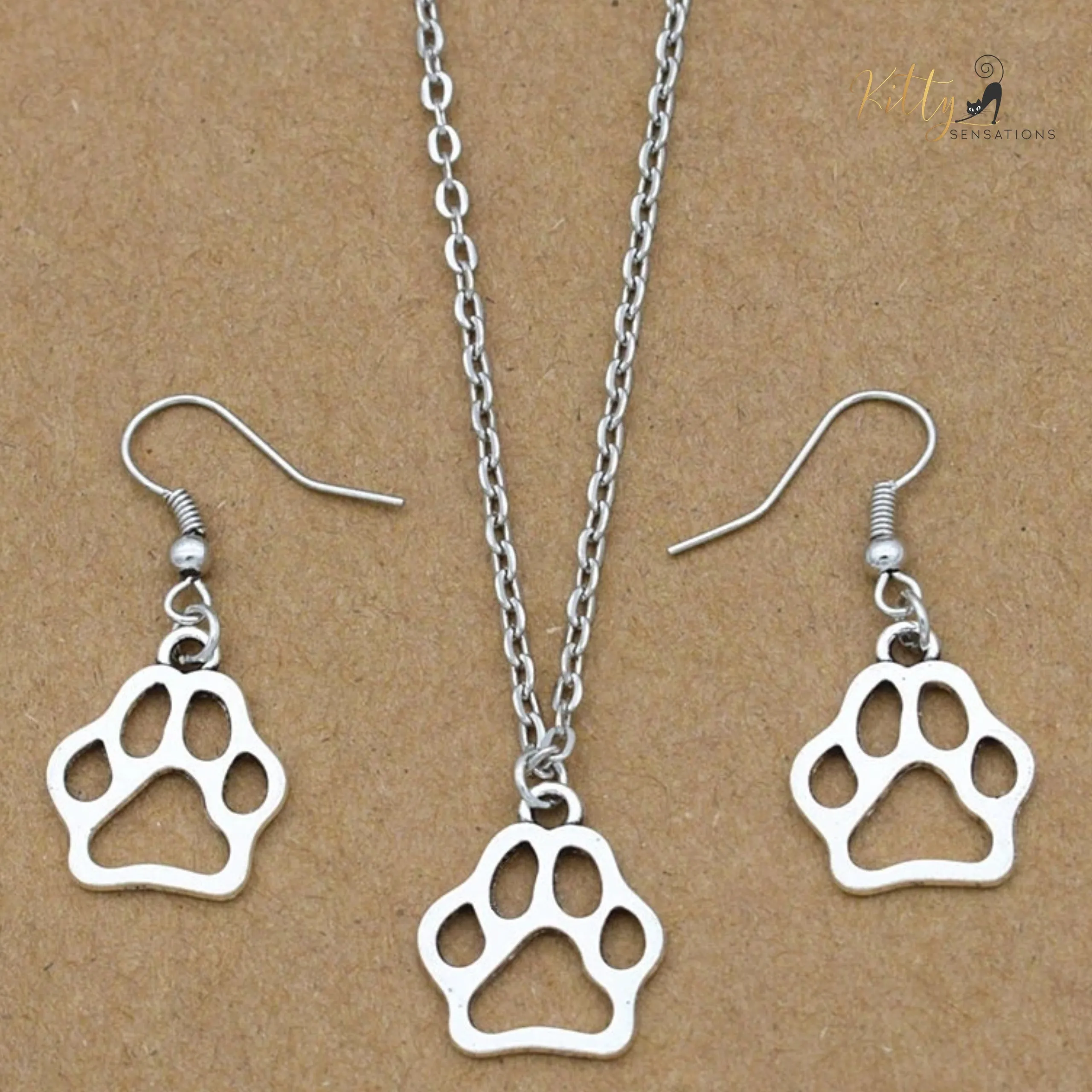 Dangling Cat Paw Fashion Jewelry Set