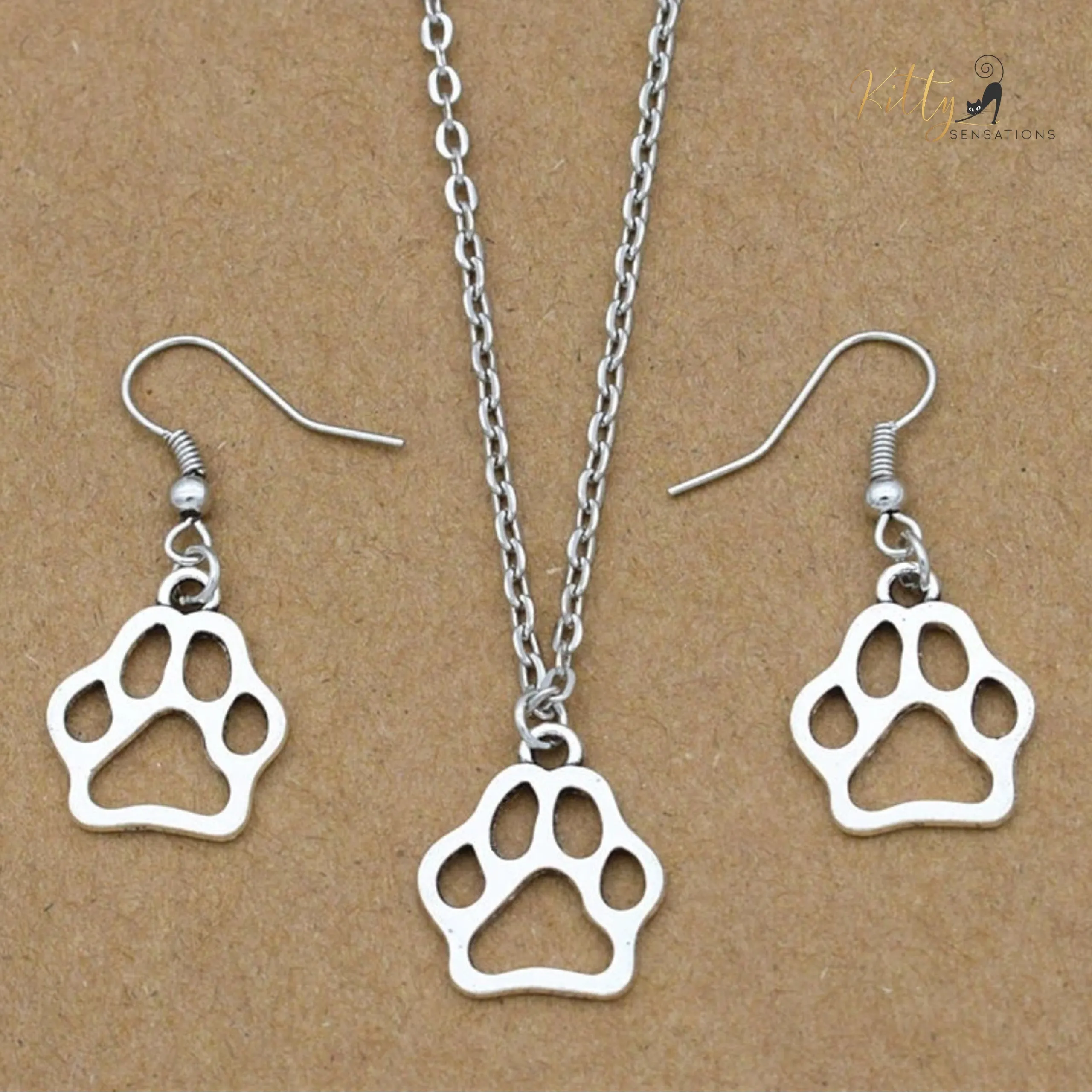 Dangling Cat Paw Fashion Jewelry Set