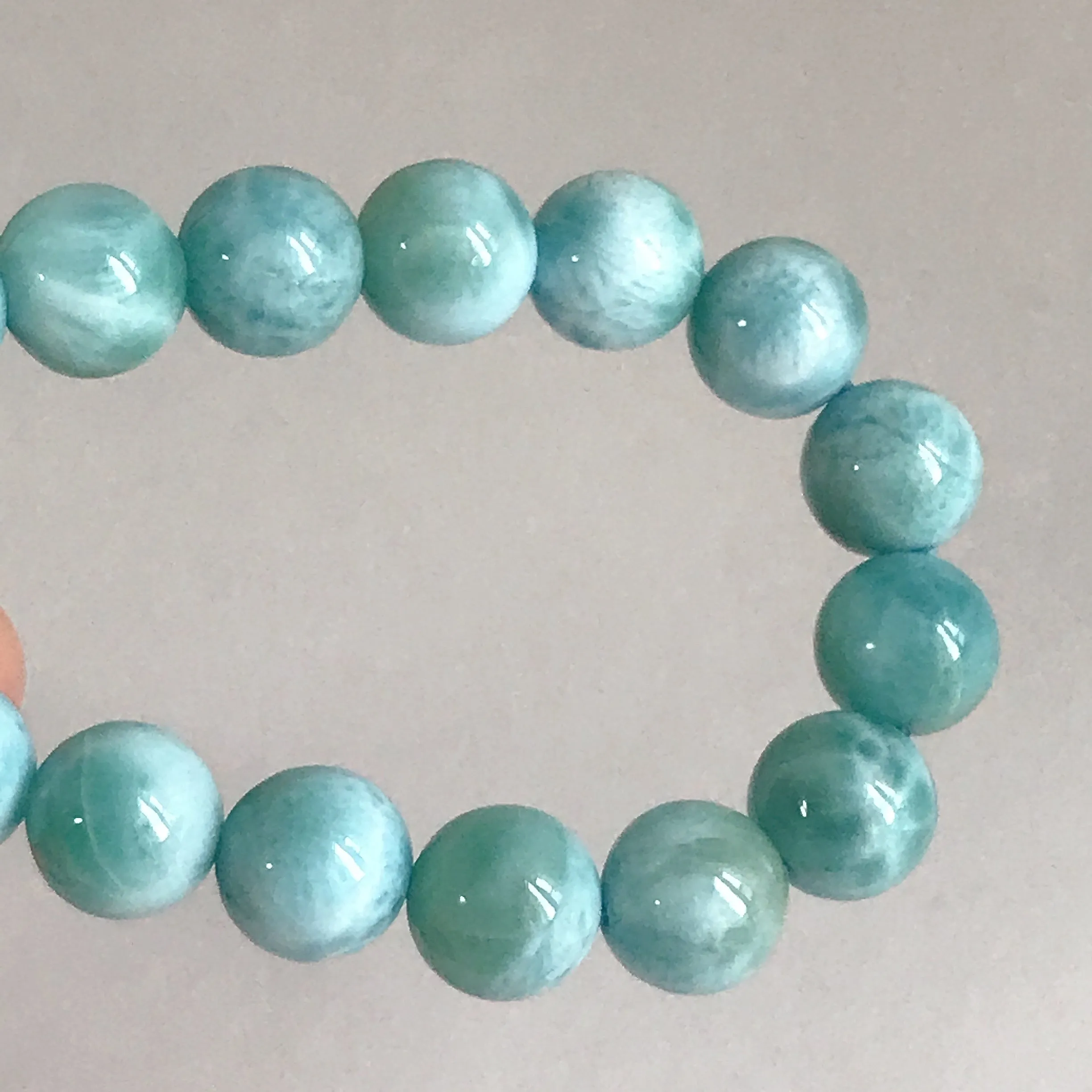 Dolphin Stone Natural Blue Larimar Bracelet Handmade with 8.2mm Beads | Throat Chakra Healing Jewelry