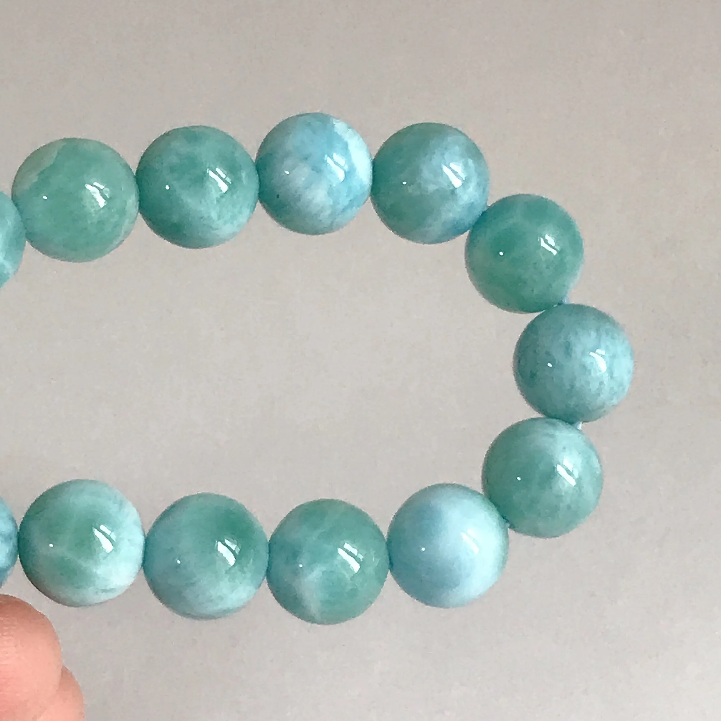 Dolphin Stone Natural Blue Larimar Bracelet Handmade with 8.2mm Beads | Throat Chakra Healing Jewelry